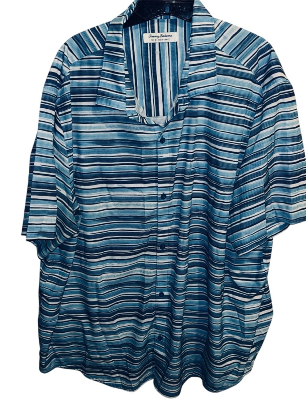 Tommy Bahama Blue Multi-Stripe Camp Shirt size XXXLarge - Picture 6 of 8